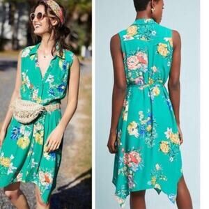 Anthropologie Maeve Rory Shirtdress Green size 10